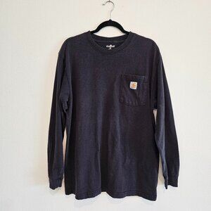 Black Loose Fit Heavyweight Long-Sleeve Pocket T-Shirt - Carhartt - Medium